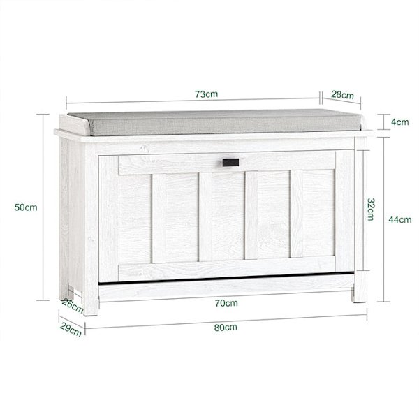 SoBuy Skobänk med dyna Bänk med skoförvaring FSR161-W 80*30*50cm