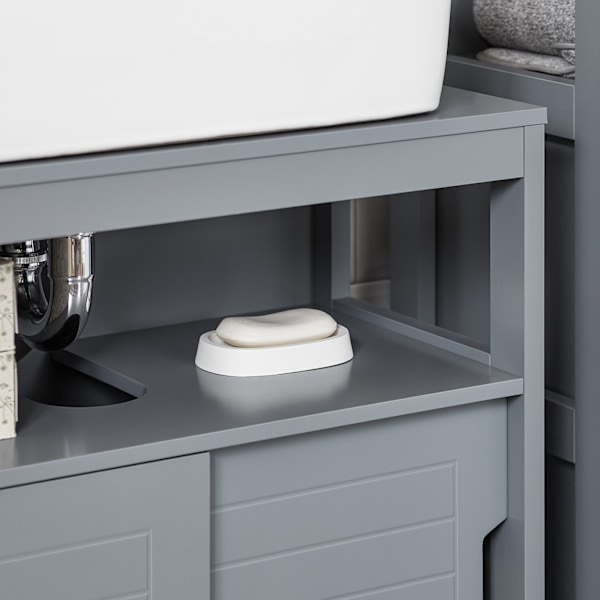 SoBuy Badeværelsesskab med plads til håndvask, grå, FRG128-SG Grey Sink cabinet(on wall)
