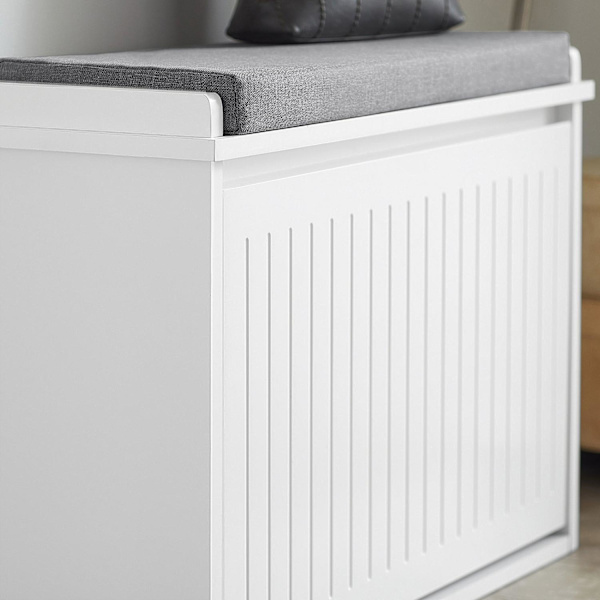 SoBuy Skobänk med dyna Bänk med skoförvaring FSR98-W White 62*25*46cm