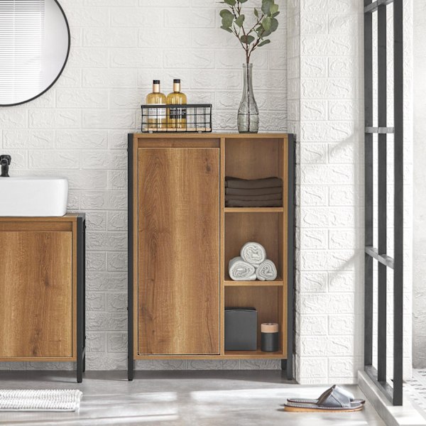 SoBuy Badrumsskåp med tvättkorger Badrumshylla med tvättsäck BZR Laundry cabinet