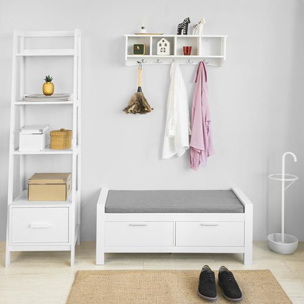 SoBuy Säilytyspenkki Matala lipasto Eteisen penkki FSR74-W White W100 × D40 × H40cm
