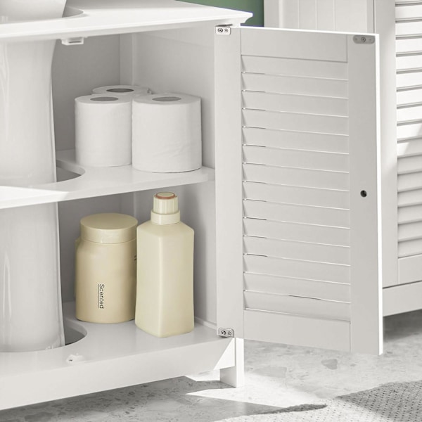 SoBuy Allaskaappi 2 ovea Kylpyhuone kaappi FRG237-II-W White Sink cabinet(on floor)