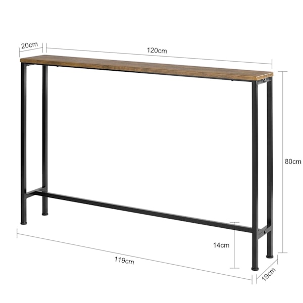 SoBuy Dekorativt konsolbord til entréen/stuen FSB19-XL-N Brown L120*B20*H80cm