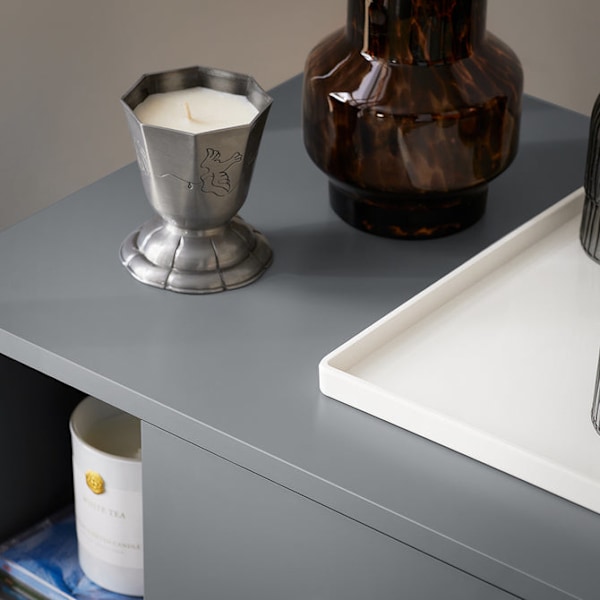 SoBuy Sengebord 3 skuffe og 2 hylder Sofabord Sidebord FBT95-HG Grey