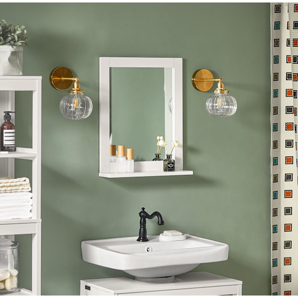 SoBuy, Spegel med hylla, Badrumsmöbler FRG129-W White Mirror