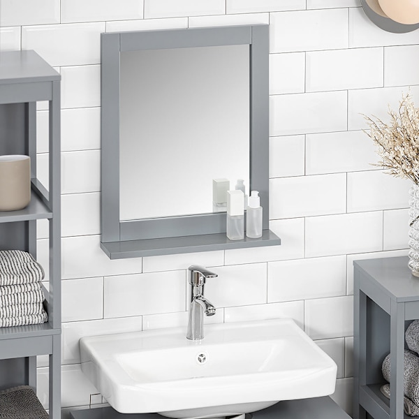 SoBuy Badeværelsesspejl med hylder FRG129-SG Grey Mirror