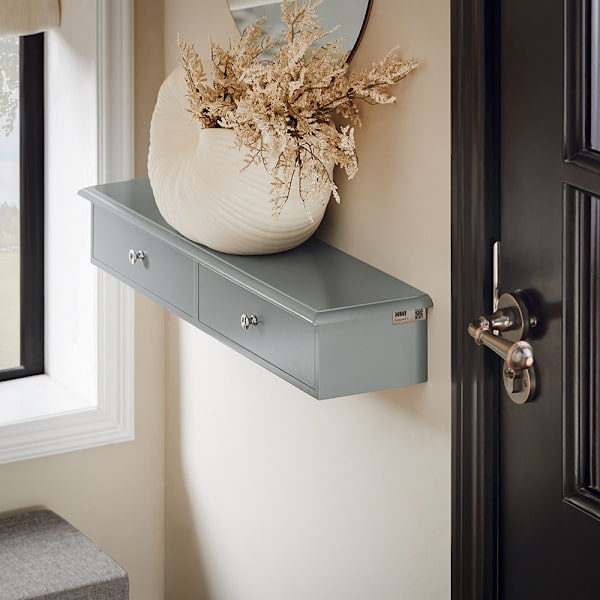 SoBuy Vægreol Reol Væghylde med skuffer FRG43-HG Grey Length 64cm