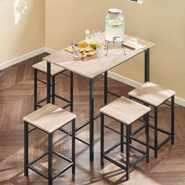 SoBuy Barbord och 4 pallar, Matgrupp,OGT11-N Wood table with 4 stools