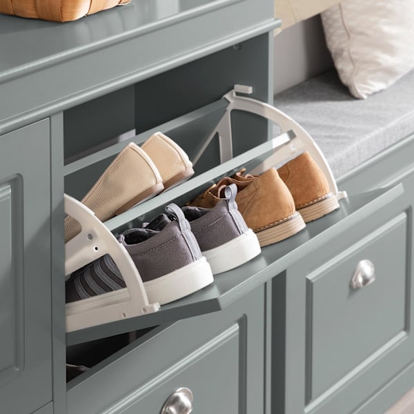 SoBuy, Skoskåp 4 fack, Hallmöbler, Ingång, FSR79-HG Gray L105*B24*H83cm