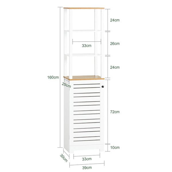 SoBuy Högskåp,Badrumsskåp,Badrumshylla,BZR43-W High cabinet (1 door)