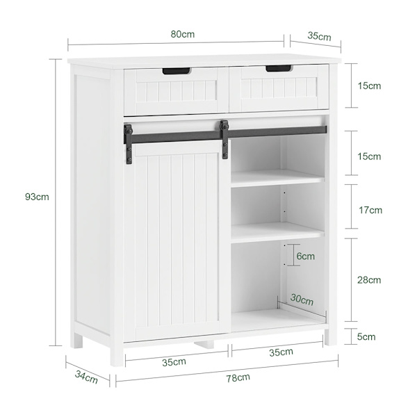 SoBuy Pöytäkaappi matala Kulmakaappi keittiön kaappit FSB74-K-W 80*35*93cm