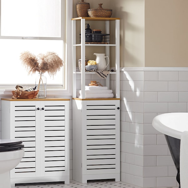 SoBuy Högskåp,Badrumsskåp,Badrumshylla,BZR43-W High cabinet (1 door)