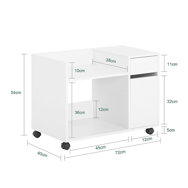 SoBuy Arkivskab Printer Stand Mobilt Arkivskab Sidebord ASK02-W