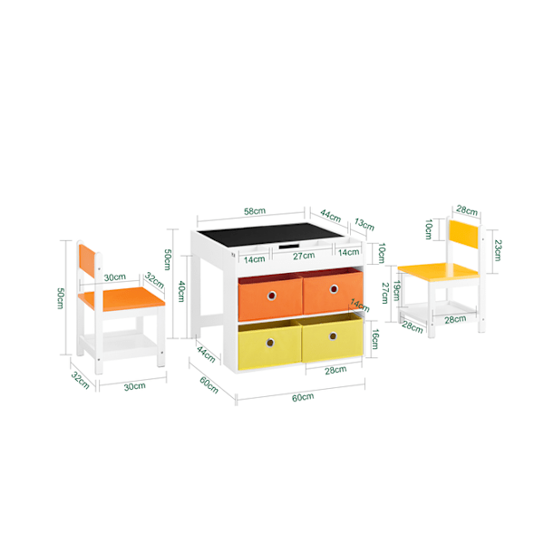 SoBuy 2-osainen Lasten pöytä ja tuolisarja KMB75-K-W Table:60*60*50cm