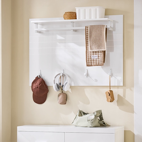 SoBuy Knagerække Håndklædeholder Væghylde FHK36-W White Wall shelf