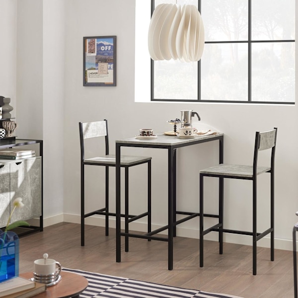 SoBuy Baaripöytä ja 2 baarituolit Ruokailuryhmä OGT03-HG Gray Rectangular table with 2 chairs