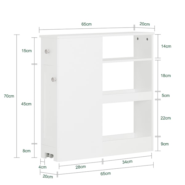 SoBuy WC paperiteline kylpyhuone kaappi HyllykokonaisuusBZR106-W White Toilet paper holder