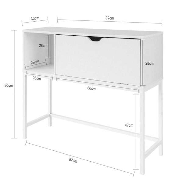 SoBuy Kapea senkki Eteisen kaappi Vitriinikaappi FSB21-W White W92 x D30 x H80cm