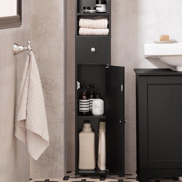 SoBuy Kylpyhuone kaappi Korkea kaappi laatikkoa BZR34-SCH Black