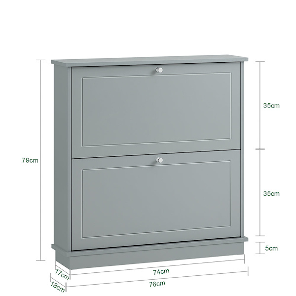 SoBuy Skoskåp med 2 fack Hallmöbel med förvaring FSR99-HG White L76*B18*79cm