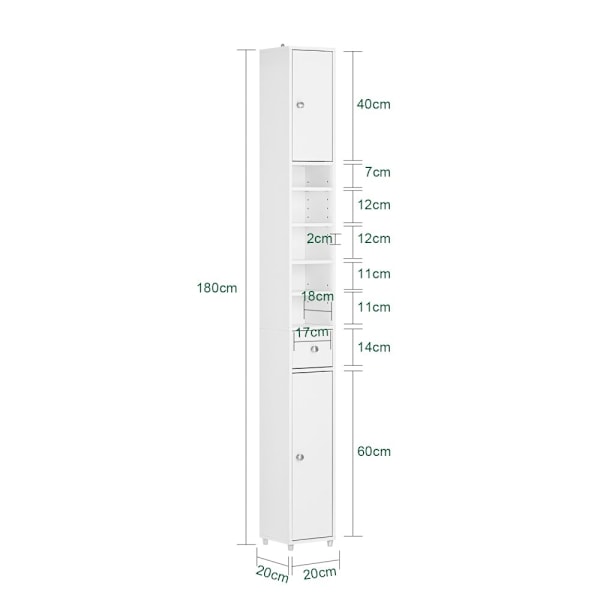 SoBuy kylpyhuone Korkea kaappi Pesukonekaappi vitriinit BZR34-W White