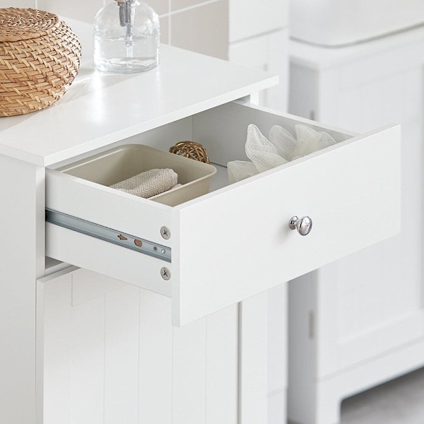 SoBuy Pyykkikaappi Kylpyhuone kaappi Pyykkikori BZR21-W White Laundry cabinet(1 door)
