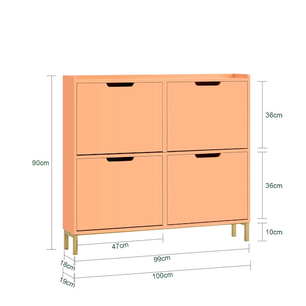 SoBuy Skoskab Skohylde Entré Skoskab med 4 rum FSR100-RS Orange