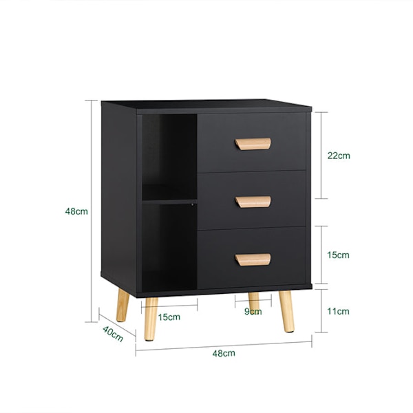 SoBuy Nattduksbord Soffbord Sidobord Sängbord FBT95-SCH Black