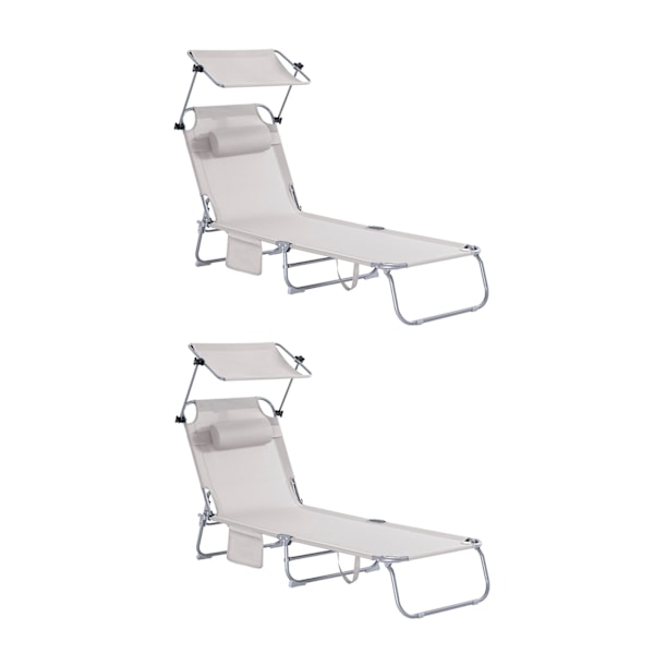 SoBuy, solstol, mobil stol, hopfällbar strandstol, OGS48-MIx2 Beige 2 Pieces