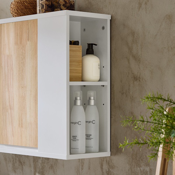 SoBuy Vægskab badeværelse Overskab med 2 låger BZR144-WN Wall cabinet