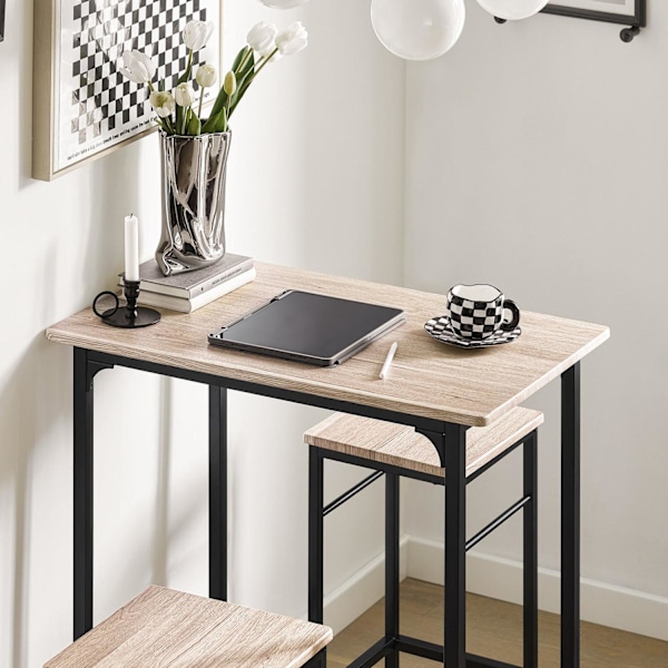 SoBuy Bordsæt med 2 taburetter Barbord Loungebord OGT10-N Wood Table with 2 stools