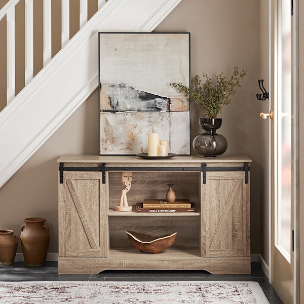 SoBuy Vitriinit Senkki Pöytäkaappi Vitriinikaappi FSB60-E Nature Cabinet with 2 doors