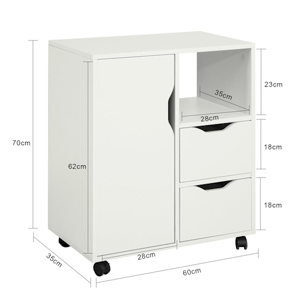 SoBuy Soffbord Sidobord Förvaringsbord med hjul FBT105-W