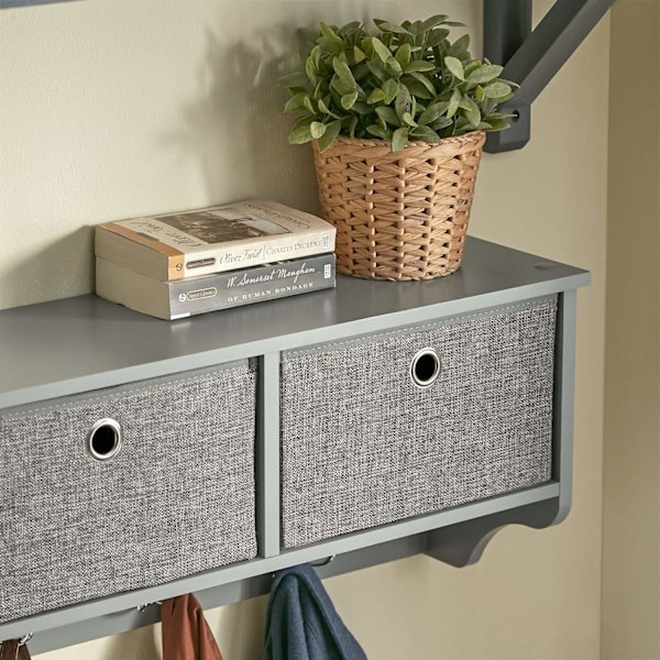 SoBuy Knagerække med 3 kurve og 5 kroge, Væghylde FRG282-HG Gray