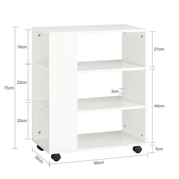 SoBuy,Printerbord | Filvogn | Sidebord, hvid,FBT68-W White W60 x D35 x H75cm