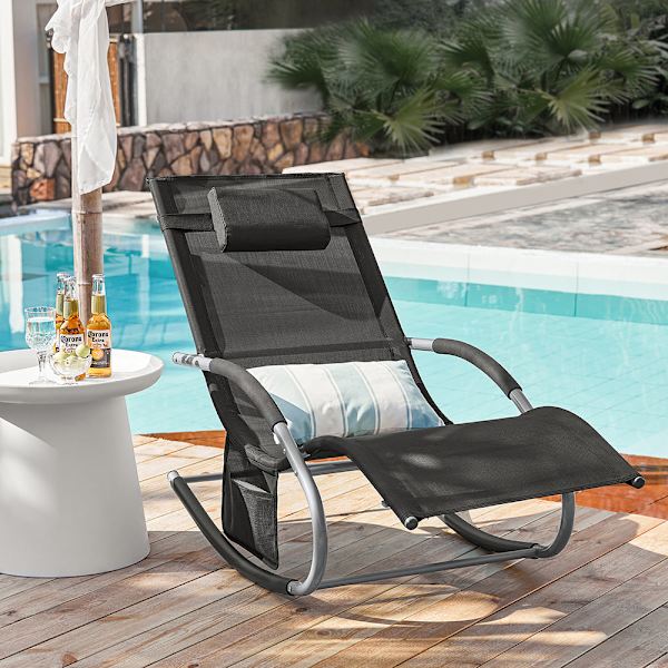 SoBuy,2 x Gungstol,Loungestol,Utemöbler,2-sits,svart,OGS28-SCHx2 Black 2 Pieces