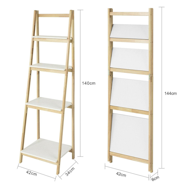 SoBuy Stigereol i træ med 4 trinhylder, FRG162-N White W42 x D34 x H140cm