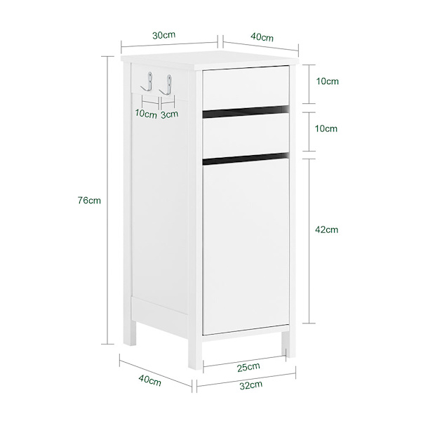 SoBuy Nattduksbord 2 lådor Soffbord Sidobord Sängbord FWT108-W White