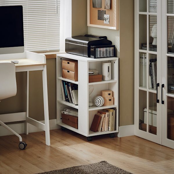 SoBuy Soffbord,Förvaringsbord,med hjul,Hörnbord Tv-bänk FBT68-W Vit W60 x D35 x H75cm