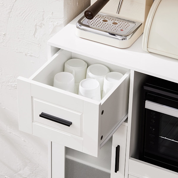 SoBuy Kökshylla Mikrovågsskåp Köksskåp med hjul Sideboard FSB78-W White