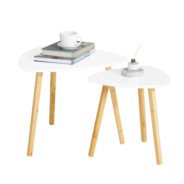 SoBuy Soffbord,Sidobord,Satsbord set om 2,Cafébord,vit,FBT74-W white