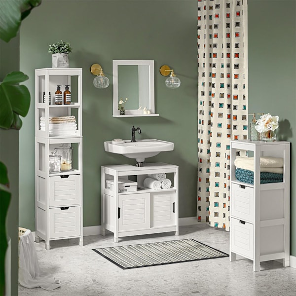 SoBuy Badeværelseskab med skuffer, hvid, FRG127-W White Base cabinet
