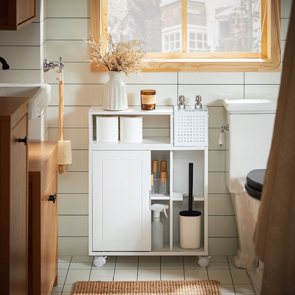 SoBuy Badeværelsesskab på hjul Toiletpapirholder BZR176-W