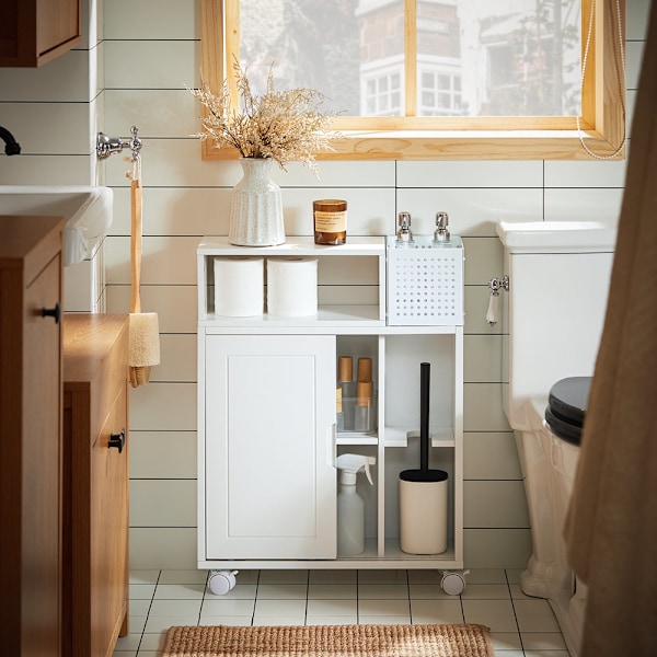 SoBuy WC-paperiteline Kylpyhuonekaappi pyörillä BZR176-W