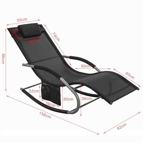 SoBuy,2 x Gungstol,Loungestol,Utemöbler,2-sits,svart,OGS28-SCHx2 Black 2 Pieces