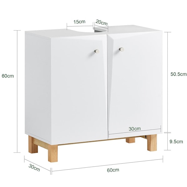 SoBuy Tvättställsunderskåp med 2 dörrar, Badrumsskåp BZR92-W Sink cabinet(on wall)