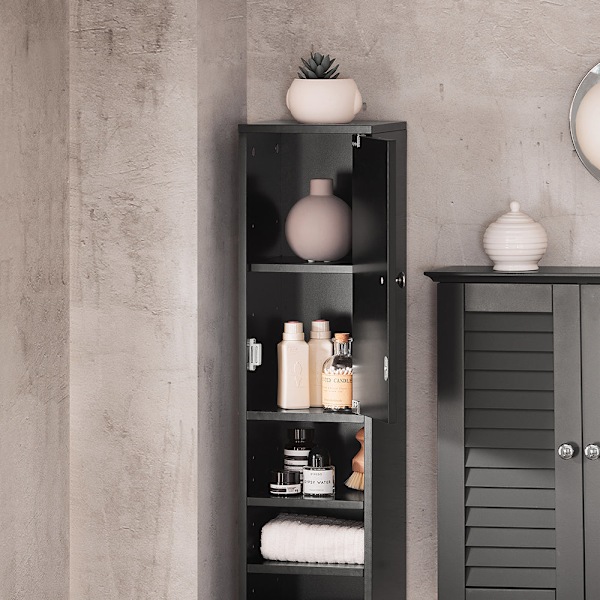 SoBuy Kylpyhuone kaappi Korkea kaappi laatikkoa BZR34-SCH Black