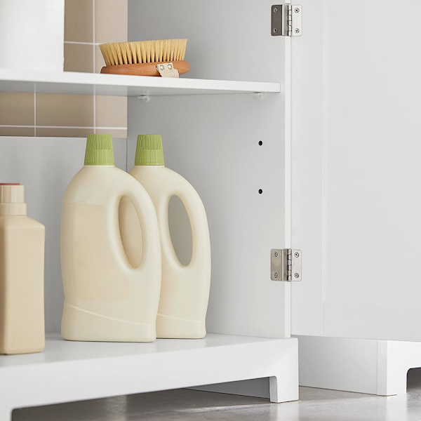 SoBuy Allaskaappi 2 ovea Allaskaluste kylpyhuone kaappi BZR18-W White Sink cabinet(on wall)