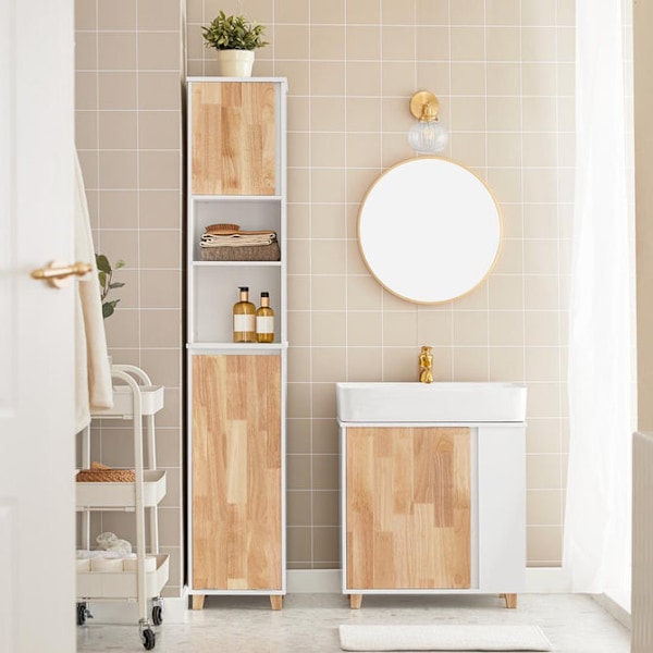 SoBuy Pyykkikaappi Pyykkikori Kylpyhuoneen Korkea kaappi BZR74-W Laundry cabinet
