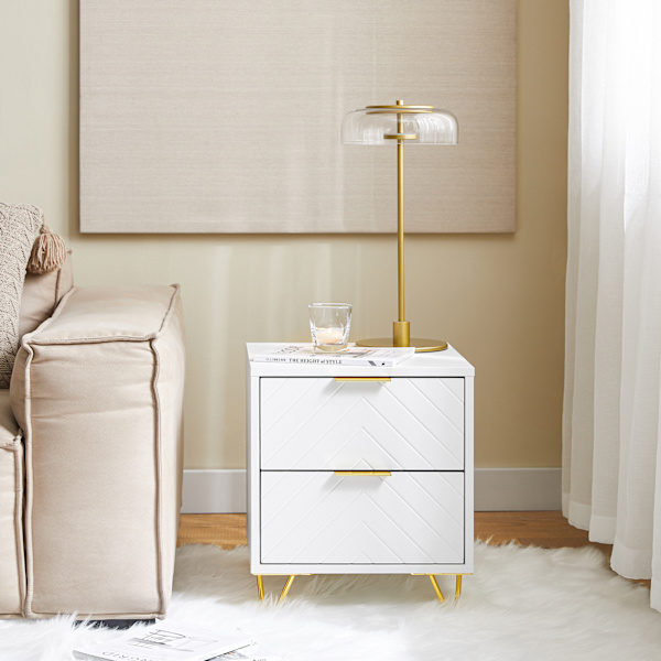 SoBuy, smalt sängbord, sängbord set om 2, sängbord för sovrum, FBT160-W